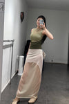 SWAYING/KNIT translucent mesh long skirt SW24SS3B21 gray rice PS81